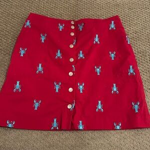 Lilly Pulitzer Embroidered Lobster Skirt- Size 6- Red